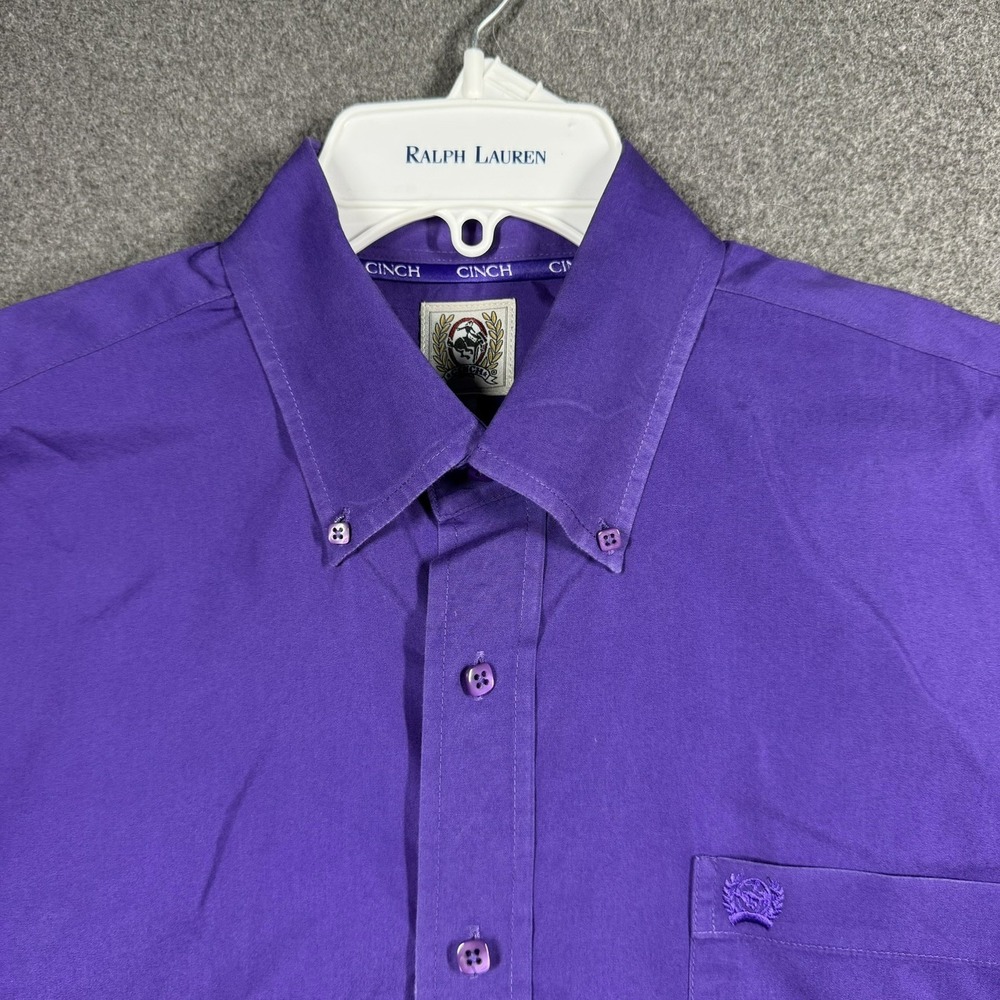 Cinch Mens Medium Purple Western Shirt Cowboy Rodeo Ranchwear 100% Cotton